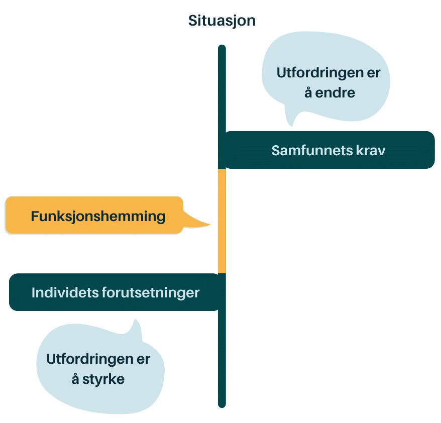 Grafisk fremstilling av en relasjonell forståelse av funksjonshemming